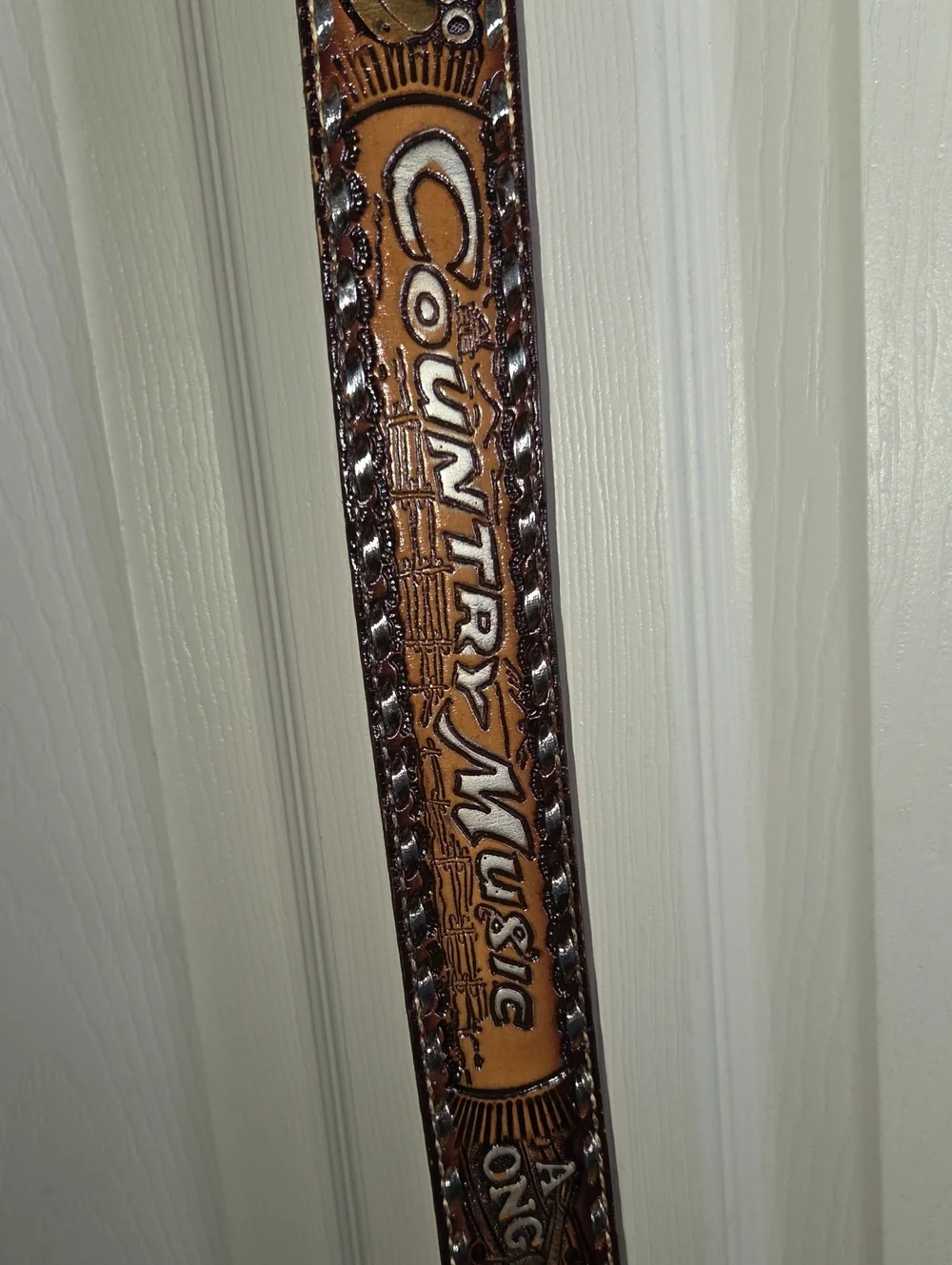 Brazos Joes Belt Co. Country Music Tooled Leather Belt Dark Brown Size 40